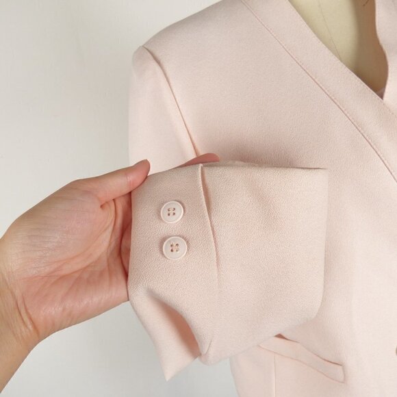 Vintage Happy Legs Double Breasted Blazer Jacket Pink M/L Retro Work Preppy - Picture 7 of 10